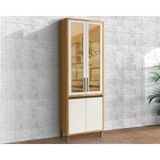 Cristaleira De Cozinha Tempranillo C- 4 Portas 2 C-vidro Reflecta 70x230cm Amendoa-off White