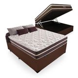 Cama Box Com Baú Casal + Colchão De Molas - Anjos - Classic Superlastic 138cm Marrom