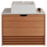 Gabinete Cuba Banheiro Bn3630x13, Amendoa Marmore Branco