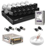 Kit 12 Câmeras De Segurança Intelbras Full Hd 1080p Com Dvr Mhdx 1216 1080p Com Hd 1tb Purple