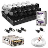 Kit 12 Câmeras De Segurança Intelbras Full Hd 1080p Com Dvr Mhdx 1216 1080p Com Hd 4tb Purple