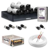 Kit 6 Câmeras De Segurança Intelbras Hd 720p Com Dvr Mhdx 1008-c Full Hd L Com Hd 1tb Purple