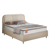 Conjunto Base Cama Box Casal Queen Desmontável E Cabeceira Chicago Suede Bege Dobuê