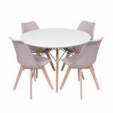 Conjunto Mesa Eames Branca 110cm E 4 Cadeiras Saarinen Pp Fendi