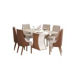 Mesa Jantar Luiza 160 6 Cadeiras Ivy Caramelo - Henn