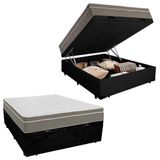 Cama Box Baú Casal Suede + Colchão Sereneprime Molas Ensacadas 138x188x69 Cor:preto