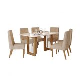 Mesa Jantar Yara 160 6 Cadeiras Eloa Creme - Henn