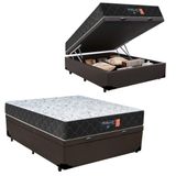 Cama Box Baú Casal + Colchão Semi Ortopédico Extra Firme Espuma D33 Comfort Prime 72x138x188 Marrom