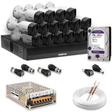 Kit 16 Câmeras De Segurança Intelbras Hd 720p Com Dvr Mhdx 1016-c Full Hd L Com Hd 4tb Purple