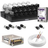 Kit 12 Câmeras De Segurança Intelbras Hd 720p Com Dvr Mhdx 1016-c Full Hd L Com Hd 4tb Purple