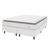 Cama Box Colchão Casal King Molas Ensacadas City Pillow Top 193x203x61cm Linho Branco Bege