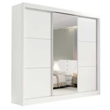 Guarda Roupa Casal 3 Portas Com Espelho 6 Gavetas 100% Mdf Los Angeles Cor:branco