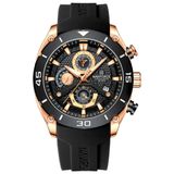 Relógio De Pulso Quartzo Masculino Esportivo Luminoso Impermeável Preto Dourado