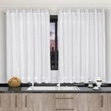 Cortina 2,80x1,20 Sala Quarto Cozinha Voil Microfibra Cor:xadrez Branco