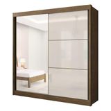 Guarda Roupa Casal 2 Portas Com Espelho 6 Gavetas 100% Mdf Titanium Cor:ipê Off