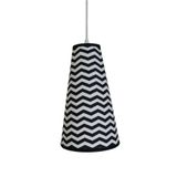 Luminária Pendente Cone Tecido Chevron Preto E Branco