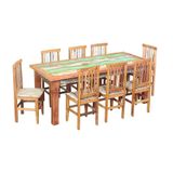 Conjunto Mesa De Jantar 2m 8 Cadeiras Mineira Madeira Maciça Pátina