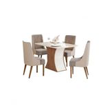 Mesa Jantar Luiza 120 4 Cadeiras Ivy Bege - Henn