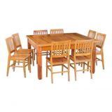 Conjunto Mesa De Jantar 1,5 X 1,5 M 8 Cadeiras Madri Madeira Maciça Natural