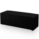 Calçadeira Baú Casal Queen Estofada Toronto Veludo Cor Preto