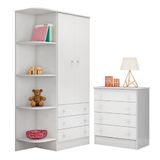 Gaveteiro E Guarda Roupa Com 3 Portas Gouda Branco Branco