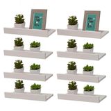Kit 8 Prateleiras Porta Quadros 40 X 10cm Branca Suporte Invisível