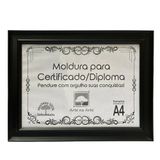 Moldura A4 Quadro Certificado Diploma Premium E Tela Acetato Titulos Moldura Preta