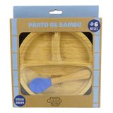 Prato Infantil De Bambu Com Ventosa Azul - Turminha Alves