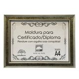 Moldura A4 Certificado Diploma Premium Luxuoso Tela Acetato Titulos Moldura Prateada