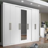 Guarda Roupa Casal 8 Portas 4 Gavetas Espelho 1096 Carraro - Branco Branco