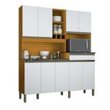 Cozinha Compacta Com 9 Portas 1 Gaveta 100% Mdf Merlot Perfil Rio Doce Amendoa-branco