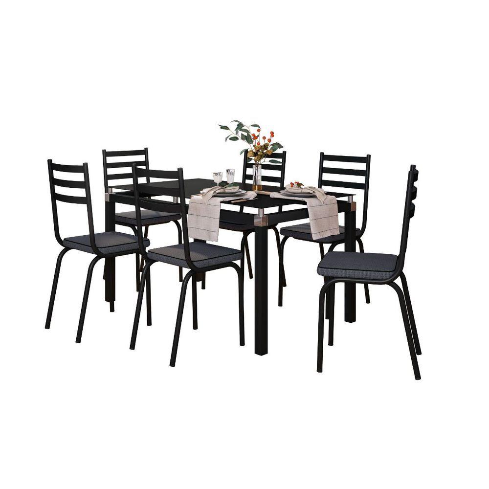 Conjunto De Mesa Malva 140cm 6 Cadeiras 118 Tampo Em Vidro