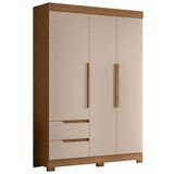 Guarda Roupa Solteiro 3 Portas 2 Gavetas 157cm Vivacce Jatobá Fendi Albatroz