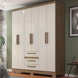 Guarda-roupa 6 Portas 3 Gavetas Rp3636 Wood Cristalo Decibal Wood