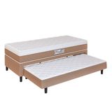 Cama Box Solteiro Com Cama Auxiliar Conjugada Espuma D28 Aspen 88x188x53cm Marrom Branco