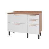 Gabinete P- Pia Cozinha Balcão Thela Avelã 3 Portas E 2 Gavetas C-tampo 120cm Mel-branco