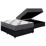 Cama Box Baú Casal: Colchão Anatômico Ortobom D33 - Ep Airtech 100 + Base Crc Courano Black(138x188)