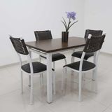 Mesa Lisboa 120 Cm Com 4 Cadeiras Aço Branco E Preto