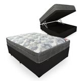 Cama Box Com Baú Casal + Colchão De Molas Ensacadas - Ortobom - Iso Superpocket 138cm Preto