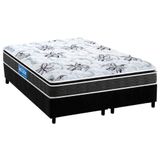 Cama Box Queen: Colchão Espuma D33 Guarda Costas + Base Crc Suede Black(158x198)