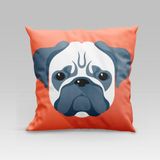 Capa De Almofada Estampada Pet Dog Em Veludo Suede 45cm X 45cm Raças Cachorros Pug