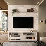 Rack Bancada E Painel Frizz Prestige Para Tv De 75 Polegadas Cor Calacata Off White - Madetec