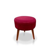 Puff Redondo Decorativo Panqueta De Apoiar Os Pés Suede Vermelho