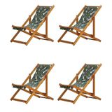 Kit 4 Espreguiçadeira Preguiçosa Dobrável Mel Sb-folhas Verdes