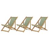 Kit 3 Cadeira Espreguiçadeira Dobrável S-b-l Verde-branco