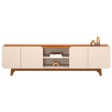 Rack Para Sala Bancada De Tv 75 Pol 220cm Collie D04 Off White/freijó - Mpozenato