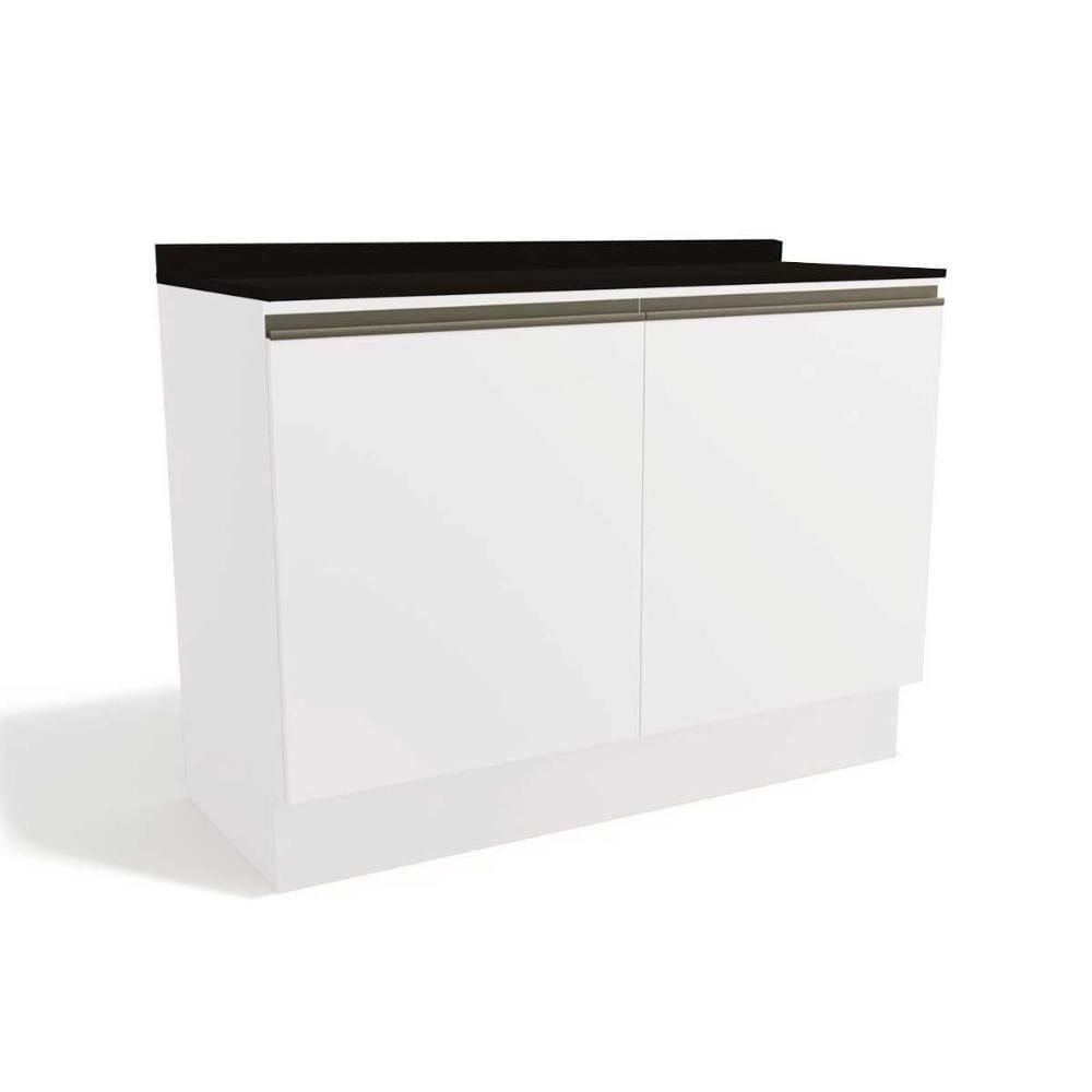 Balcão De Cozinha Maxxi G745 2 Portas C-tampo 120cm Branco-preto - Kappesberg