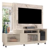 Estante Home Theater Frizz Plus Calacata/off White Para Tv Até 60 Com Rodízios - Madetec