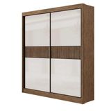 Guarda Roupa Solteiro 2 Portas Ripadas 3 Gavetas 100% Mdf Santoni Cor:ipê Off