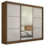 Guarda Roupa Casal 3 Portas Com Espelho 6 Gavetas 100% Mdf Los Angeles Cor:ipê Off